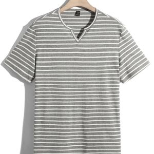A medium grey and white cropped T-shirt